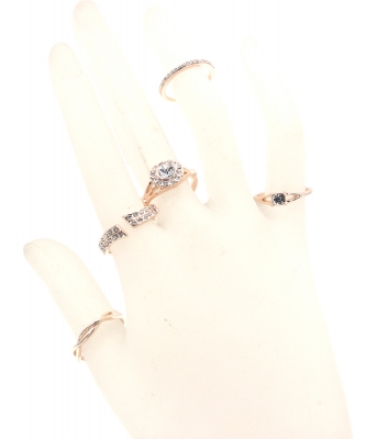 5Pcs  Rhinestone Ring Set  RZ300120 ROSEGOLD CL